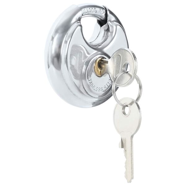 vidaXL Discus Locks with Keys Silver Stainless Steel