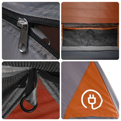 vidaXL Camping Tent 3-Person Grey and Orange Waterproof