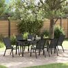 vidaXL Garden Dining Set 7 pcs Black Powder-coated Steel