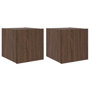 vidaXL TV Wall Cabinets with LED Lights 2 pcs Brown Oak 30.5x35x30 cm