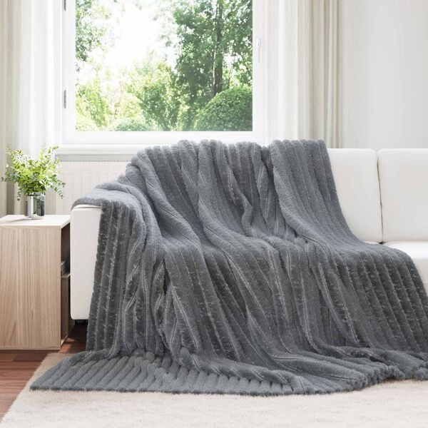vidaXL Throw Blanket Dark Grey 270 x 240 cm Fleece
