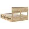 vidaXL Bed Frame with Storage Sonoma Oak 150 x 200 cm Solid Pine Wood