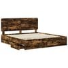 vidaXL Bed Frame with Drawer Smoked Oak 200 x 200 cm Engineer Wood