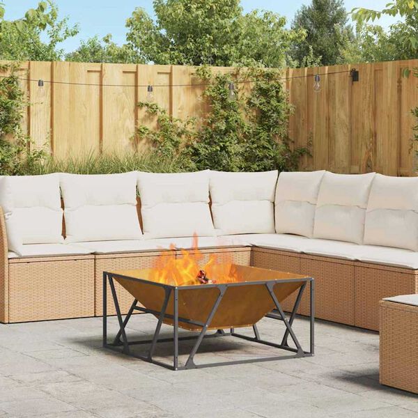 vidaXL Fire Pit Brown 80 x 80 x 40 cm Steel