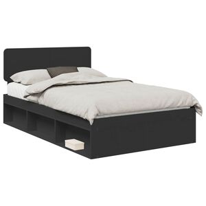 vidaXL Bed Frame with Headboard Black 120 x 200 cm Solid Pine Wood