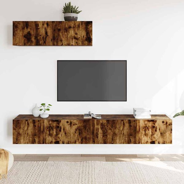 vidaXL 3 Piece TV Cabinet Set Smoked Oak Engineered Wood