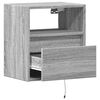 vidaXL Wall-mounted Bedside Cabinet with LED Lights Grey Sonoma
