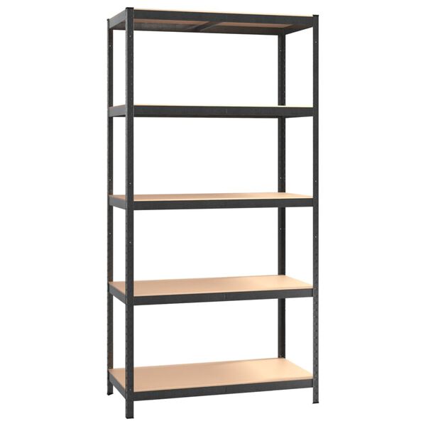 vidaXL 5-Layer Heavy-duty Shelves 2 pcs Grey Steel&Engineered Wood