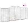 vidaXL Arched Gabion Baskets 17 pcs 300x30x120/140 cm Galvanised Iron
