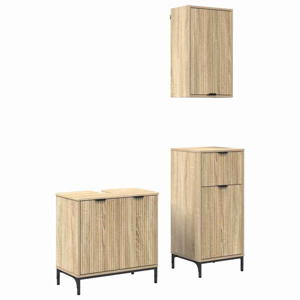 vidaXL Bathroom Furniture Set 3 pcs Sonoma oak Engineered wood