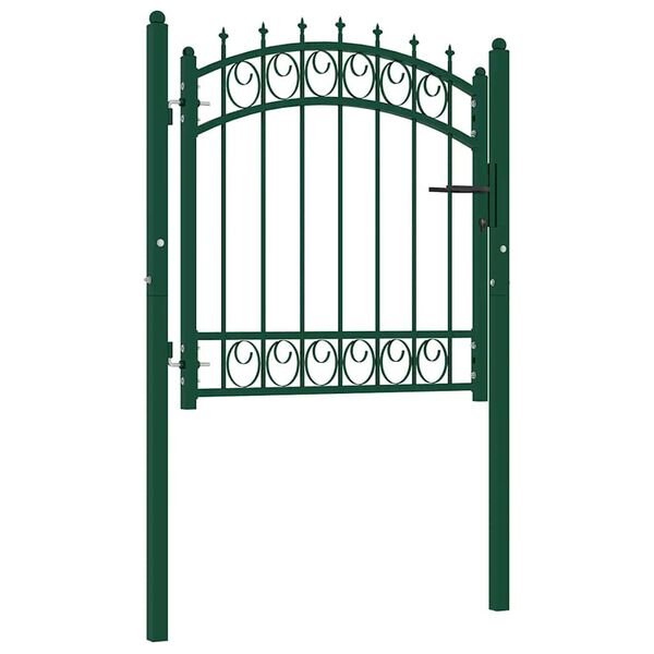 vidaXL Fence Gate Emmen with Spikes Steel 103x97 cm Green
