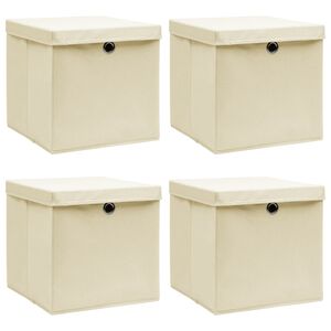 vidaXL Storage Boxes with Lid 4 pcs Cream 32x32x32 cm Fabric