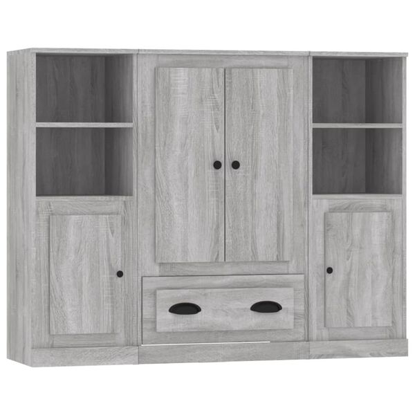 vidaXL Highboards 3 pcs Grey Sonoma Engineered Wood