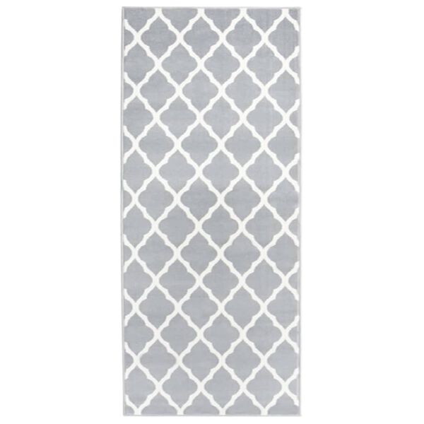 vidaXL Runner Rug BCF Grey and White 80x150 cm