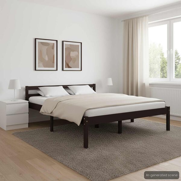 vidaXL Bed Frame without Mattress Dark Brown Solid Pine Wood 120x200 cm