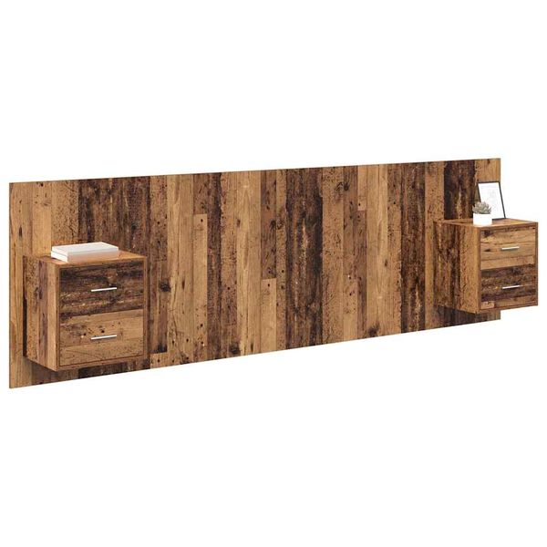 vidaXL Headboard with Cabinet 3 pcs Old Wood Engineered Wood