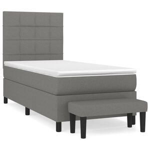 vidaXL Box Spring Bed with Mattress Dark Grey 80x200 cm Fabric