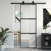vidaXL Sliding Door Black 76x205 cm Tempered Glass and Aluminium