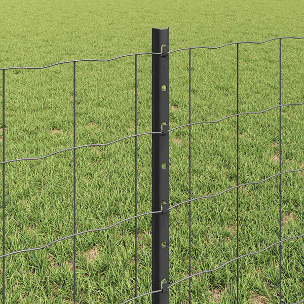 vidaXL Fence with Post Grey 0.6 x 50 m Steel and PVC