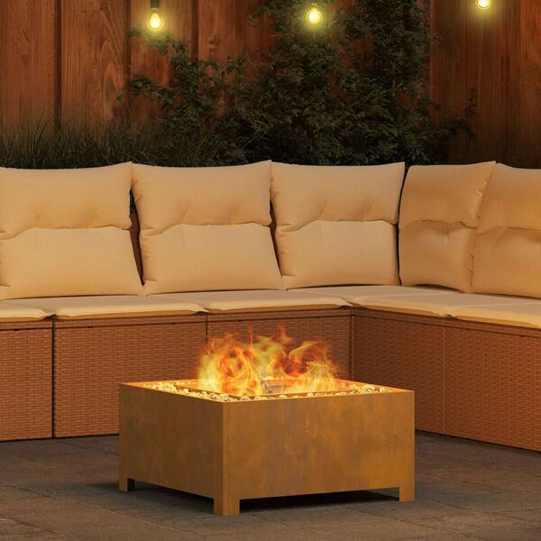 vidaXL Fire Pit Brown 60 x 60 x 30 cm Weathering Steel