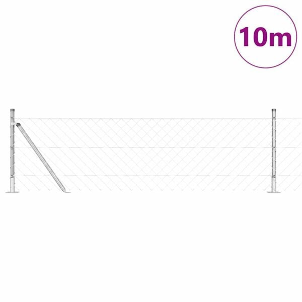 vidaXL Fence Post Silver 10 x 0.6 m (60 x 60 mm mesh) Steel