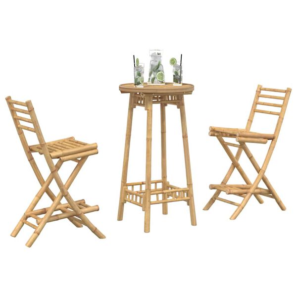 vidaXL 3 Piece Outdoor Bar Set Foldable Bamboo