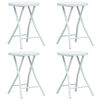 vidaXL Folding Garden Stools 4 pcs White HDPE Rattan Look