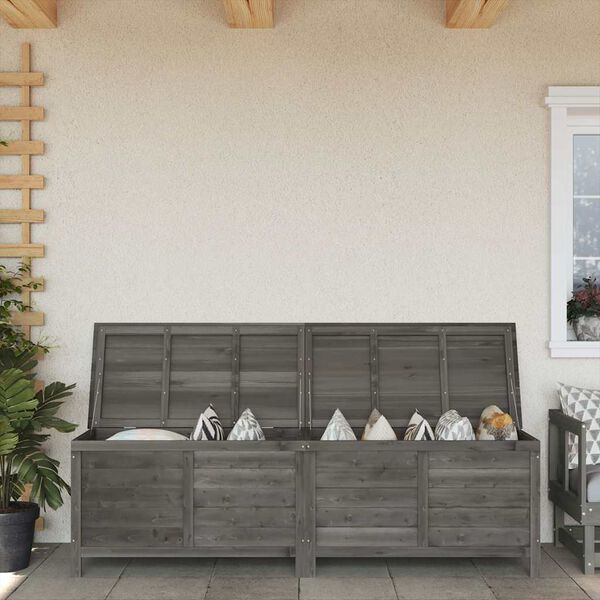 vidaXL Garden Storage Box Anthracite 198.5x50x56.5 cm Solid Wood Fir