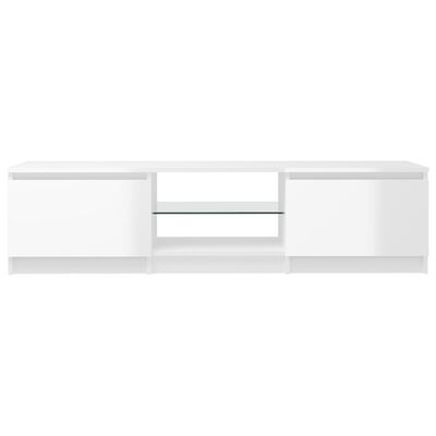 vidaXL TV Cabinet with LED Lights High Gloss White 140x40x35.5 cm