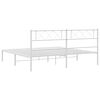 vidaXL Metal Bed Frame without Mattress with Headboard White 193x203cm