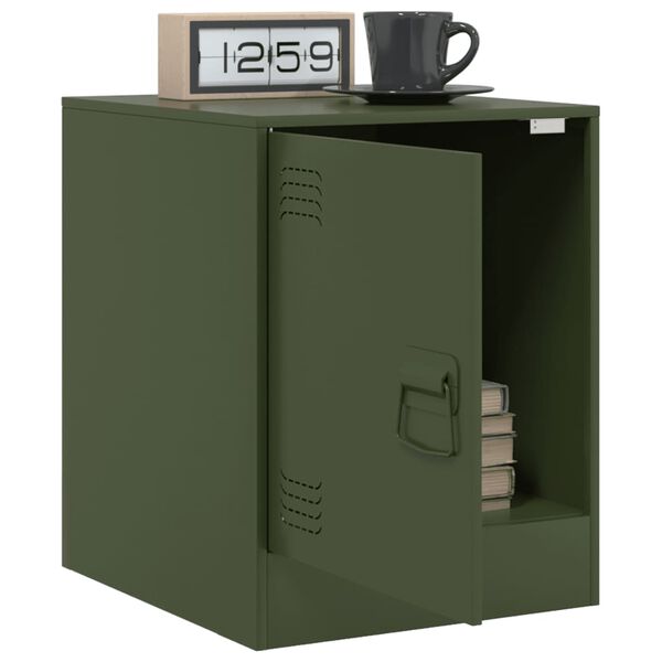 vidaXL Bedside Cabinets 2 pcs Olive Green 34.5x39x44 cm Steel