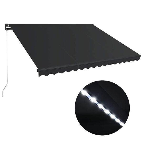 vidaXL Manual Retractable Awning with LED 450x300 cm Anthracite