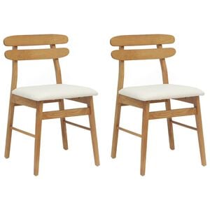 vidaXL Dining Chair 2 pcs Solid Rubber Wood Natural and Light