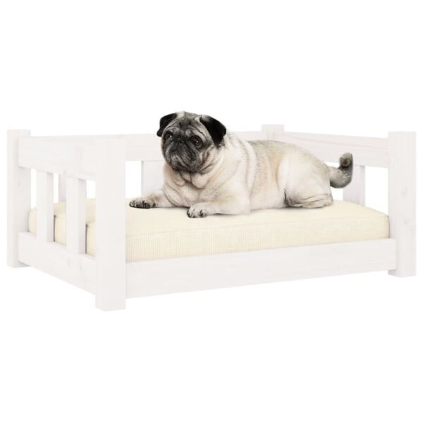 vidaXL Dog Bed White 65.5x50.5x28 cm Solid Wood Pine