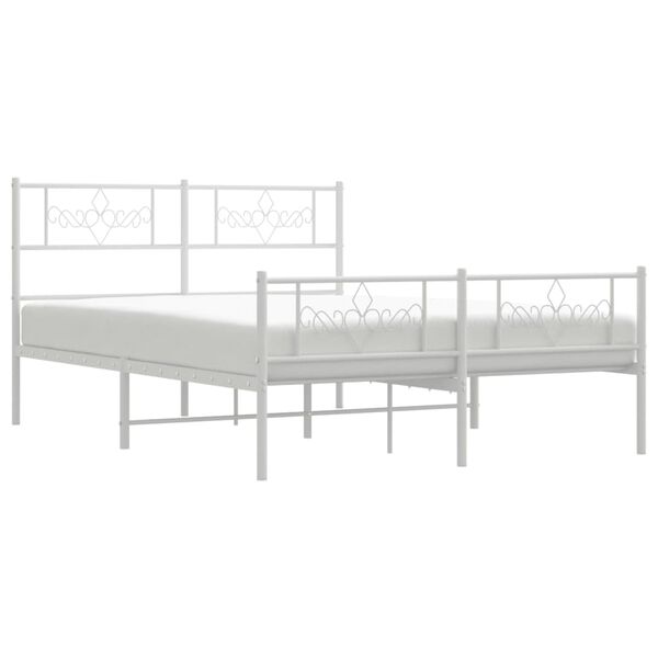 vidaXL Metal Bed Frame without Mattress with Footboard White 120x200cm