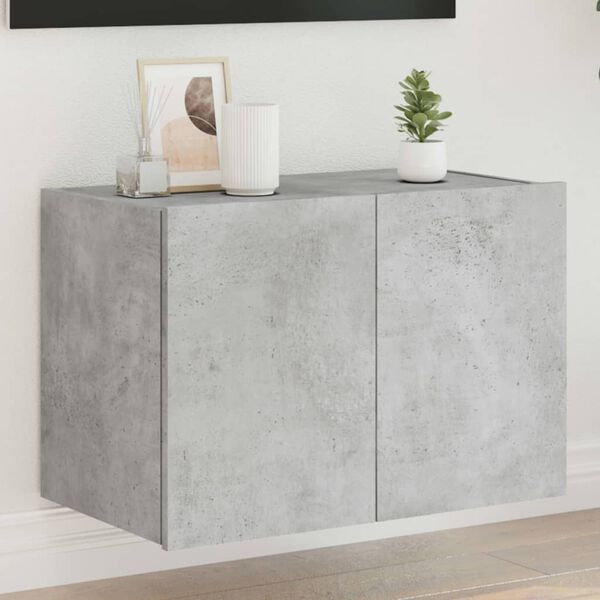 vidaXL TV Wall Cabinet with LED Lights Concrete Grey 60x35x41 cm