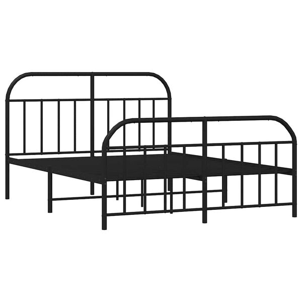 vidaXL Metal Bed Frame without Mattress with Footboard Black 160x200cm