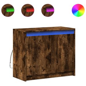 vidaXL Sideboard with LED Smoked Oak 72x34x61 cm Engineered Wood