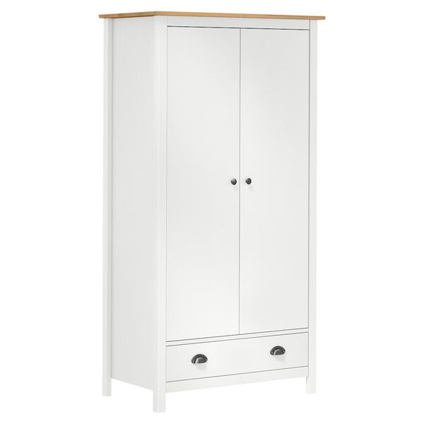 vidaXL 2-Door Wardrobe Hill White 89x50x170 cm Solid Pine Wood