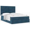 vidaXL Ottoman Bed with Mattresses Dark Blue 140x200cm Velvet