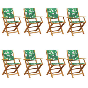 vidaXL Folding Garden Chairs 8 pcs Green Fabric and Solid Wood