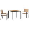 vidaXL Garden Dining Set 3 pcs Black and Brown Poly Rattan