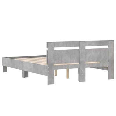 vidaXL Bed Frame with Headboard Concrete Grey 120x190 cm Small Double Engineered Wood