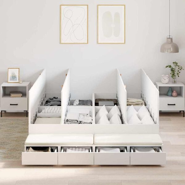 vidaXL Storage Bed Frame with Drawer White 140 cm Engineered Wood