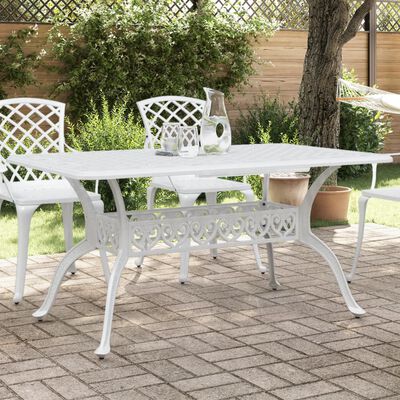 vidaXL Garden Table White 150x90x72 cm Cast Aluminium