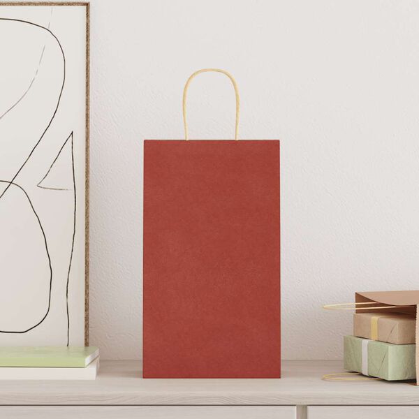 vidaXL Paper Bags 250 pcs with Handles Red 21x11x36 cm
