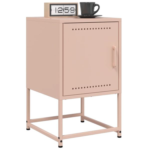vidaXL Bedside Cabinet Pink 36x39x60.5 cm Steel