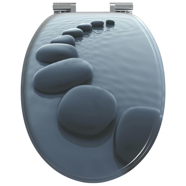vidaXL Soft-Close Toilet Seat Grey 44 x 38 cm MDF board