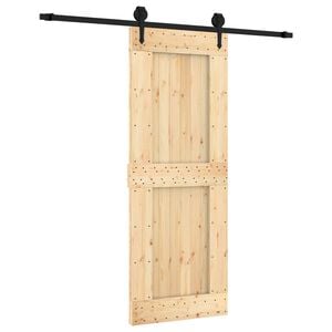 vidaXL Sliding Door Natural and Black 80 x 210 cm Solid Pine Wood