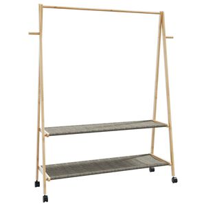 vidaXL Clothes Rack with Shelves and Wheels 132x45.5x155.5 cm Bamboo